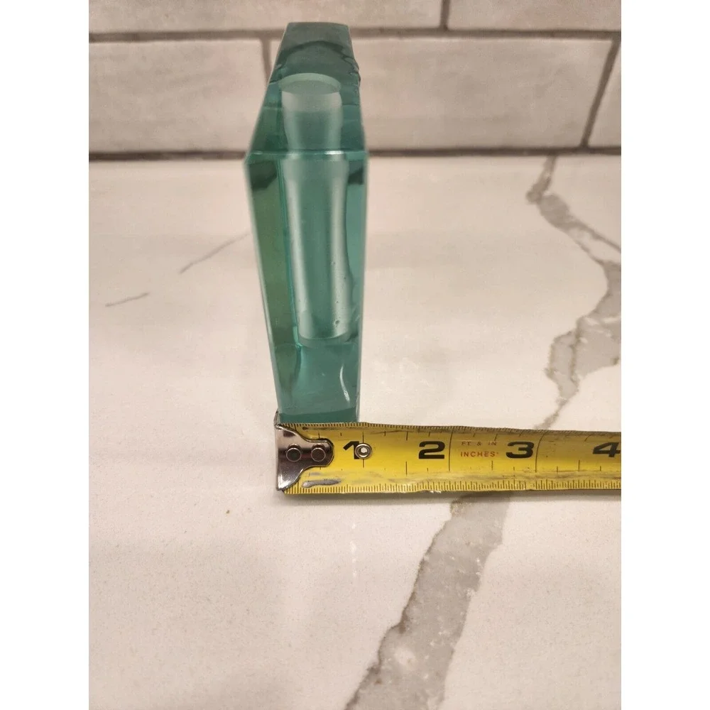 Vtg. Stephen Schlanser Art‎ Glass Etched Square Bud Vase Pen Holder Signed Dated